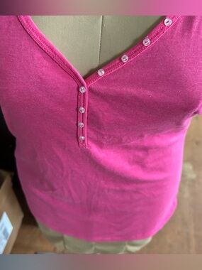 Women's Pink V-Neck Button Detail Top from Old Navy